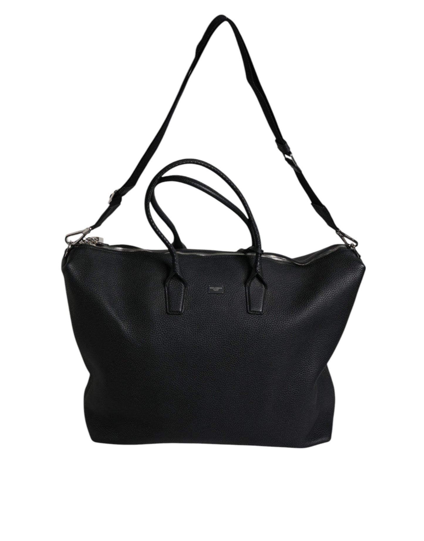 Black Calfskin Leather Hand Shoulder Duffle Bag-Dolce & Gabbana-LabelTerrace.com