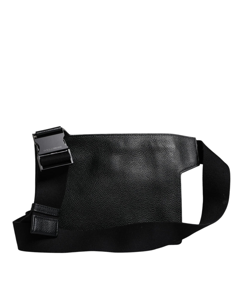 Black Calfskin Leather Messenger Crossbody Bag-Dolce & Gabbana-LabelTerrace.com