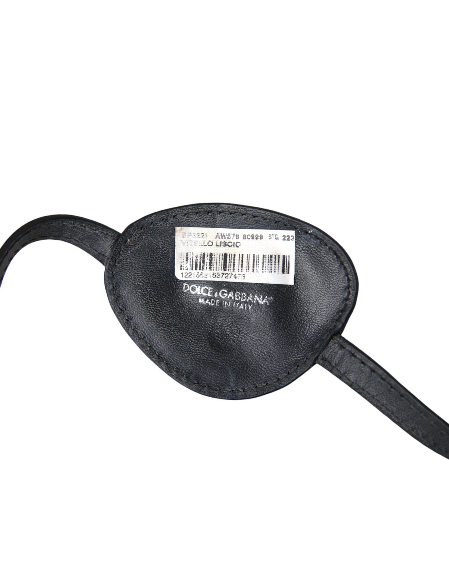 Black Calfskin Leather Metal DG Logo Eye Patch-Dolce & Gabbana-LabelTerrace.com