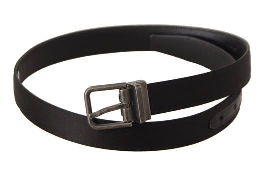 Black Calfskin Leather Vintage Metal Buckle Belt-Dolce & Gabbana-LabelTerrace.com