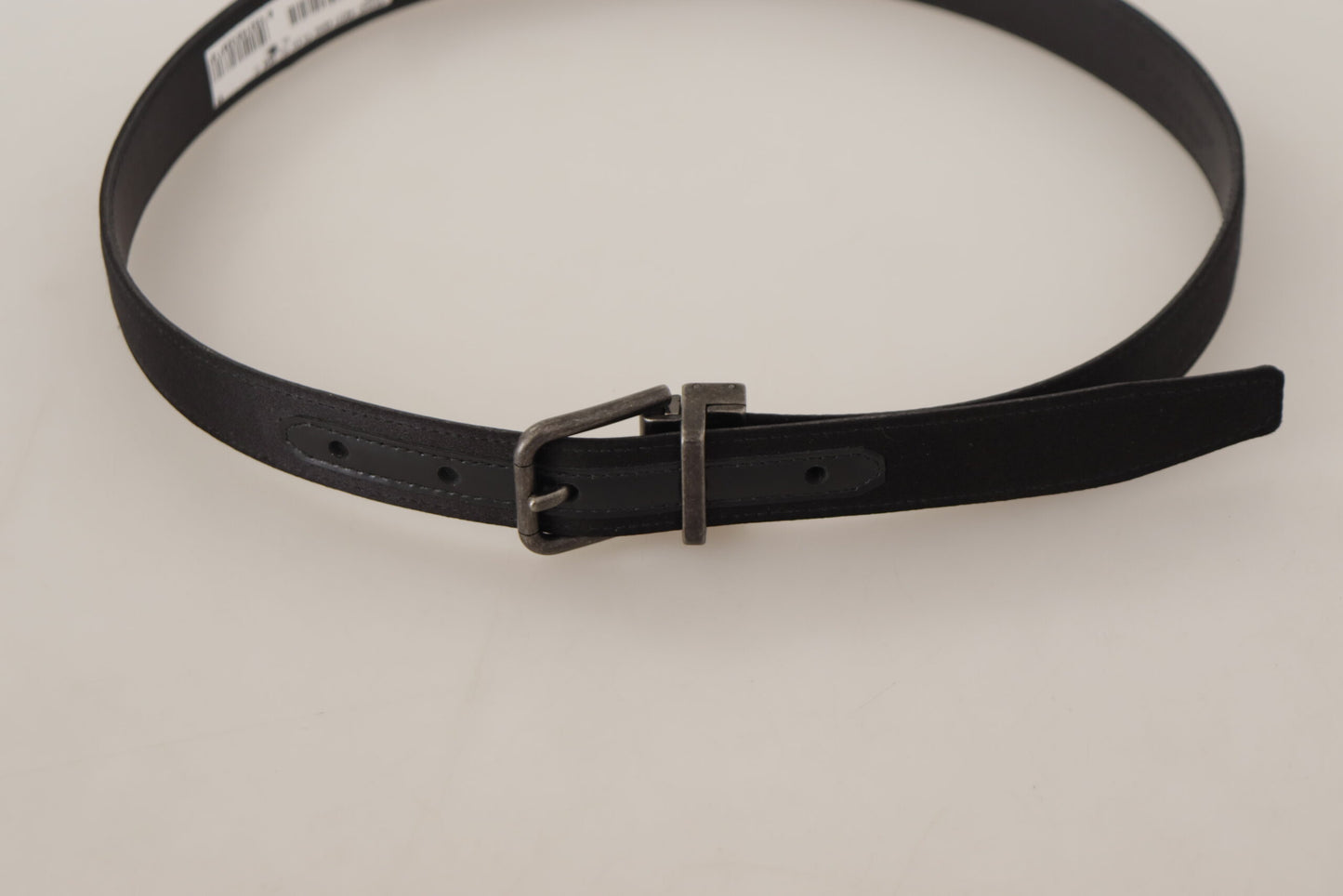Black Calfskin Leather Vintage Metal Buckle Belt-Dolce & Gabbana-LabelTerrace.com