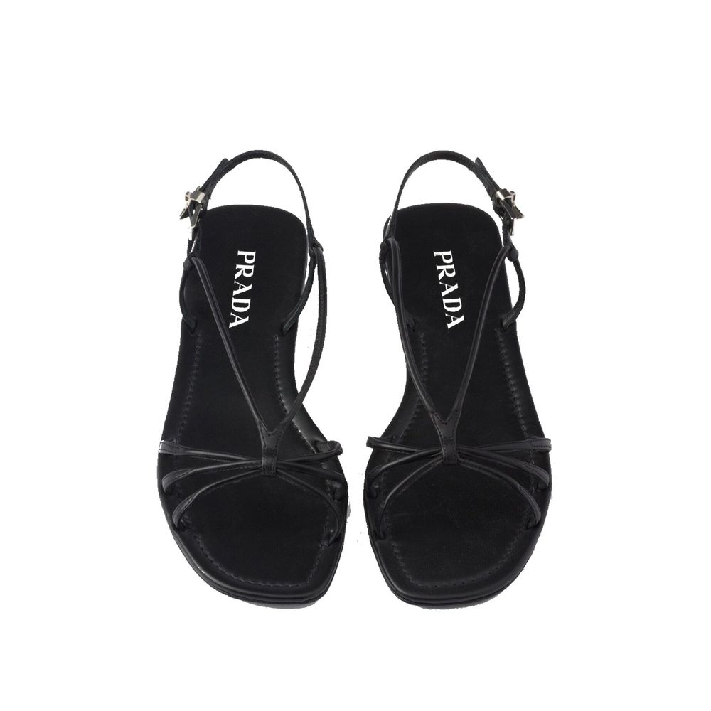 Black Calfskin Strap-On Sandals