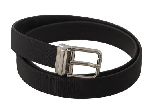 Black Canvas Leather Silver Metal Buckle Belt-Dolce & Gabbana-LabelTerrace.com