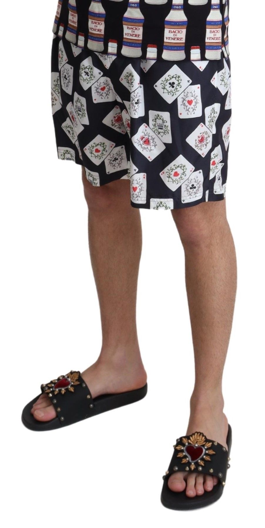 Black Card Deck Print Beachwear Swimshorts-Dolce & Gabbana-LabelTerrace.com
