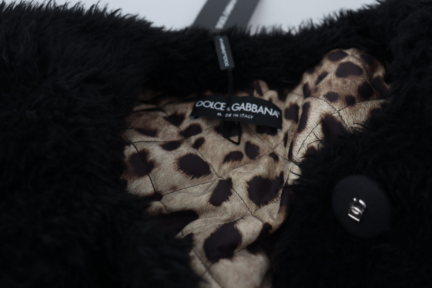 Black Cashmere Blend Faux Fur Coat Jacket-Dolce & Gabbana-LabelTerrace.com