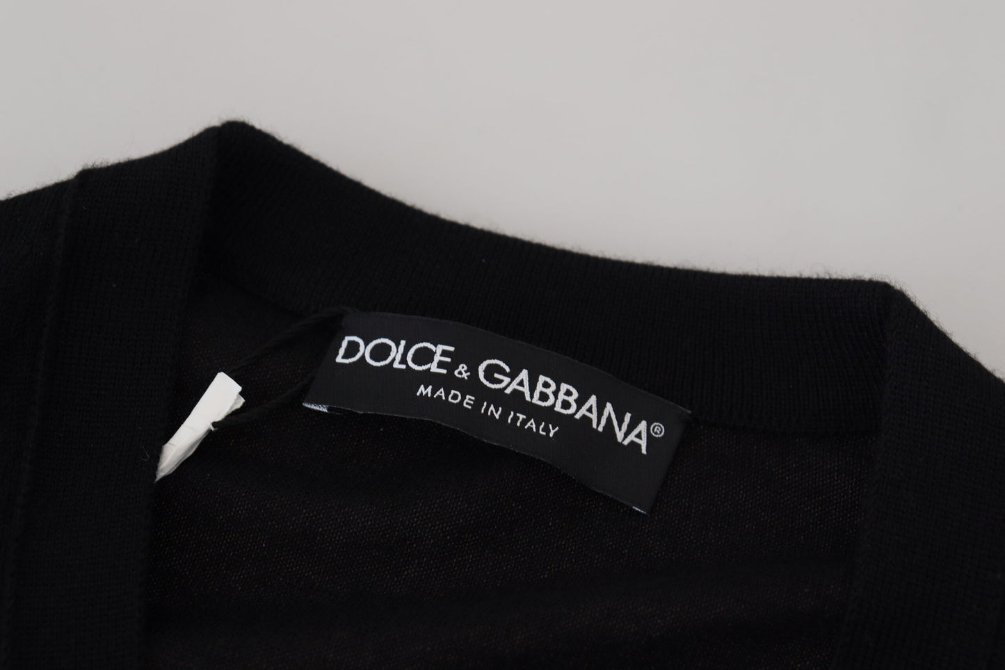 Black Cashmere Button Down Cardigan Sweater-Dolce & Gabbana-LabelTerrace.com