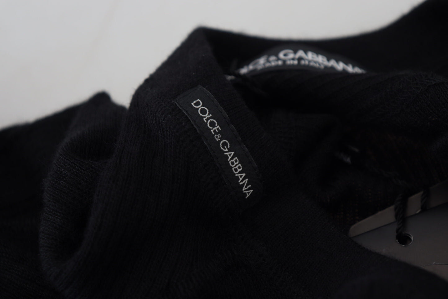 Black Cashmere Button Pullover Sweater-Dolce & Gabbana-LabelTerrace.com