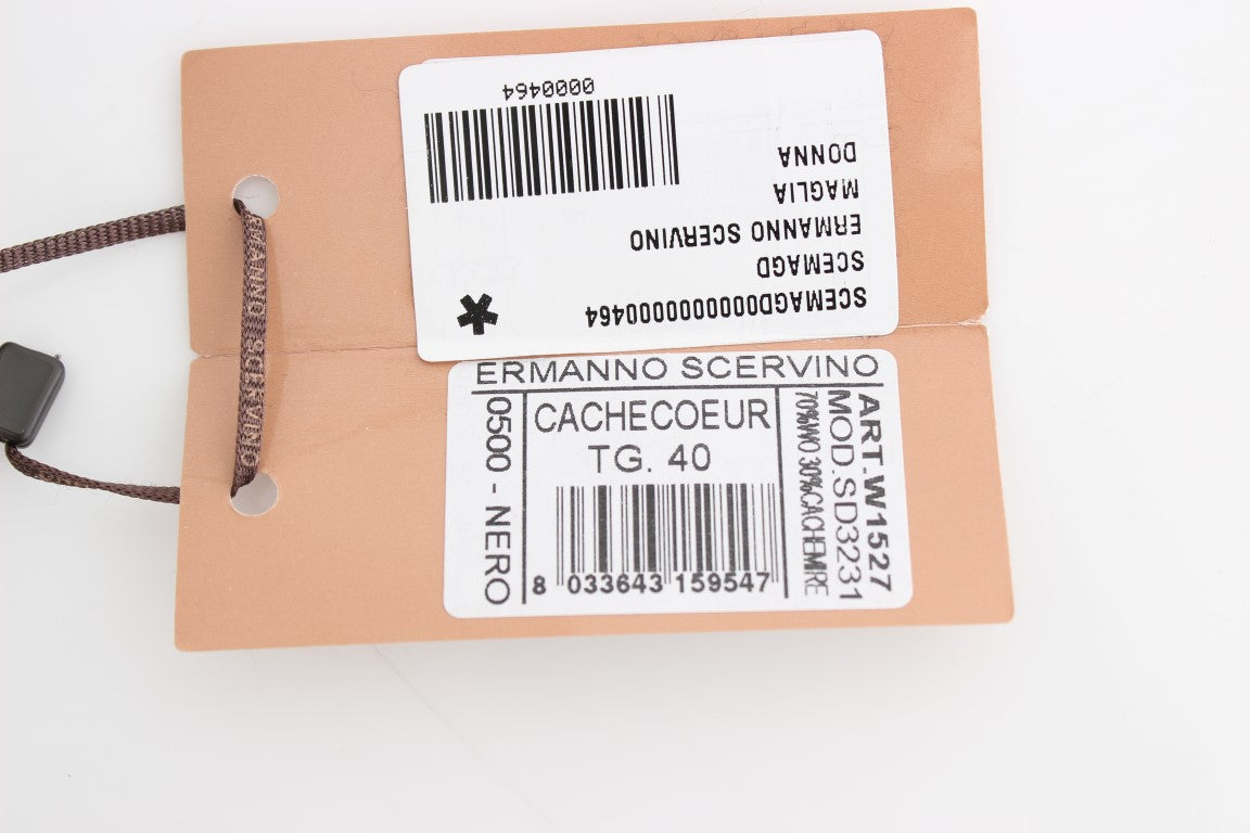 Black Cashmere Cardigan Sweater-Ermanno Scervino-LabelTerrace.com