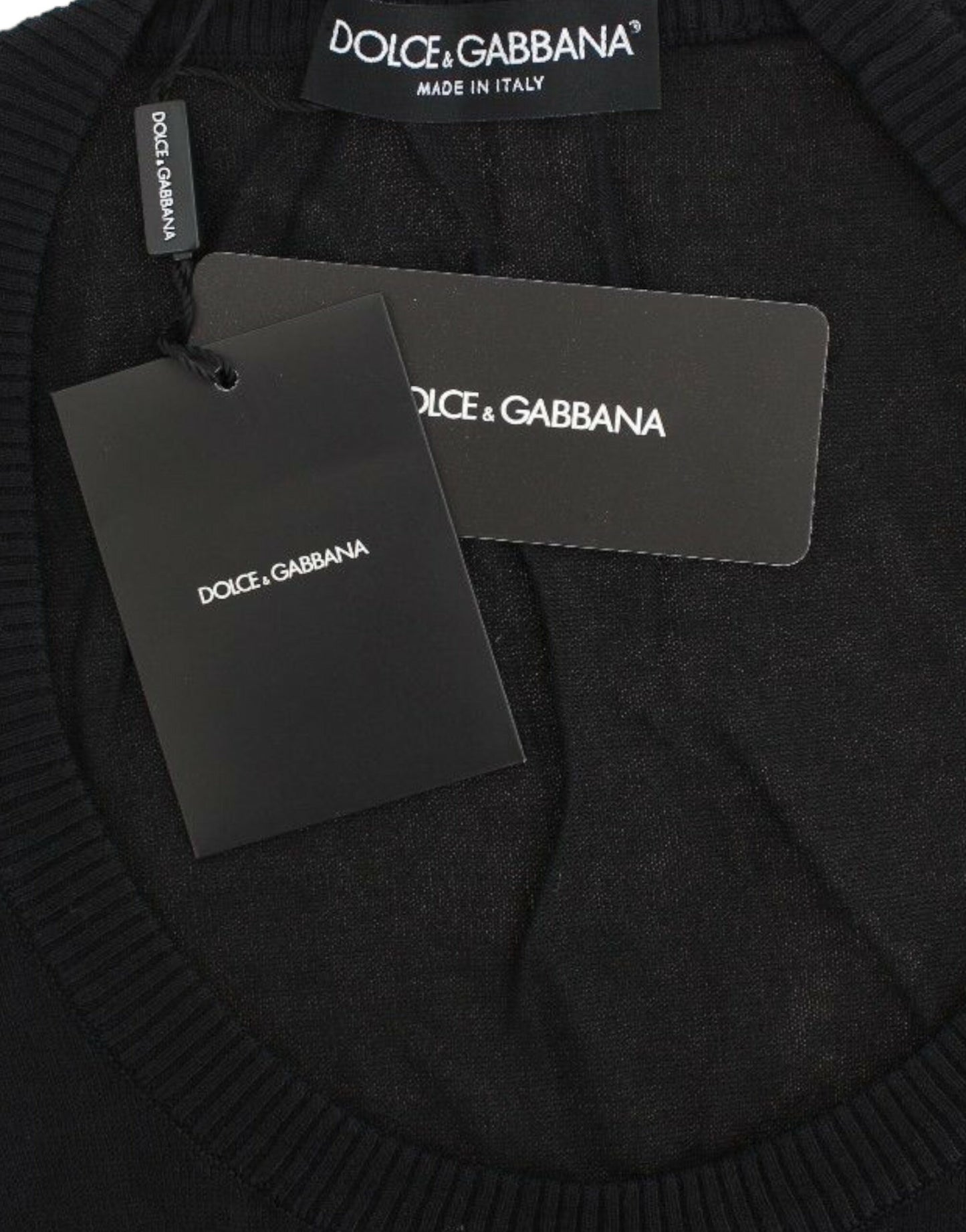 Black Cashmere Crewneck Sweater Pullover-Dolce & Gabbana-LabelTerrace.com