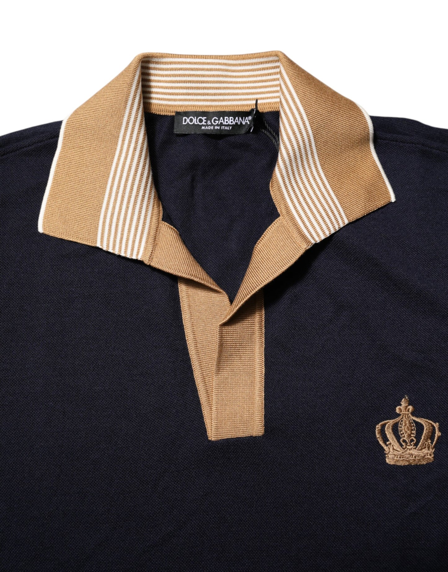 Black Cashmere Crown Logo Men Polo T-shirt-Dolce & Gabbana-LabelTerrace.com