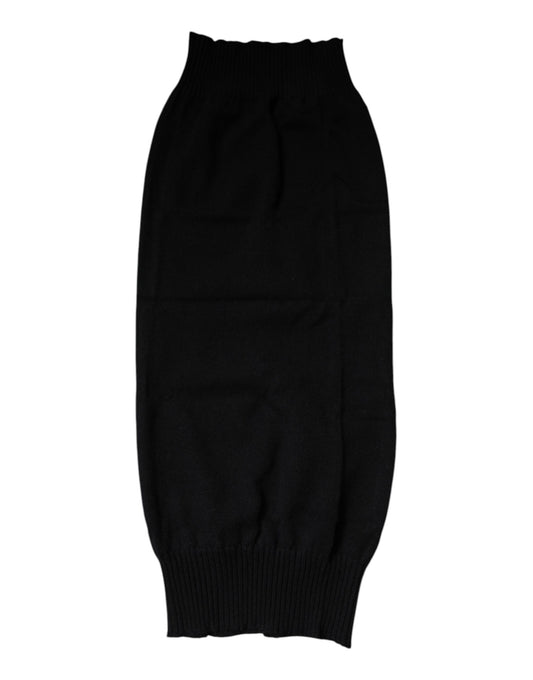 Black Cashmere Knitted Neck Warmer Foulard Scarf-Dolce & Gabbana-LabelTerrace.com