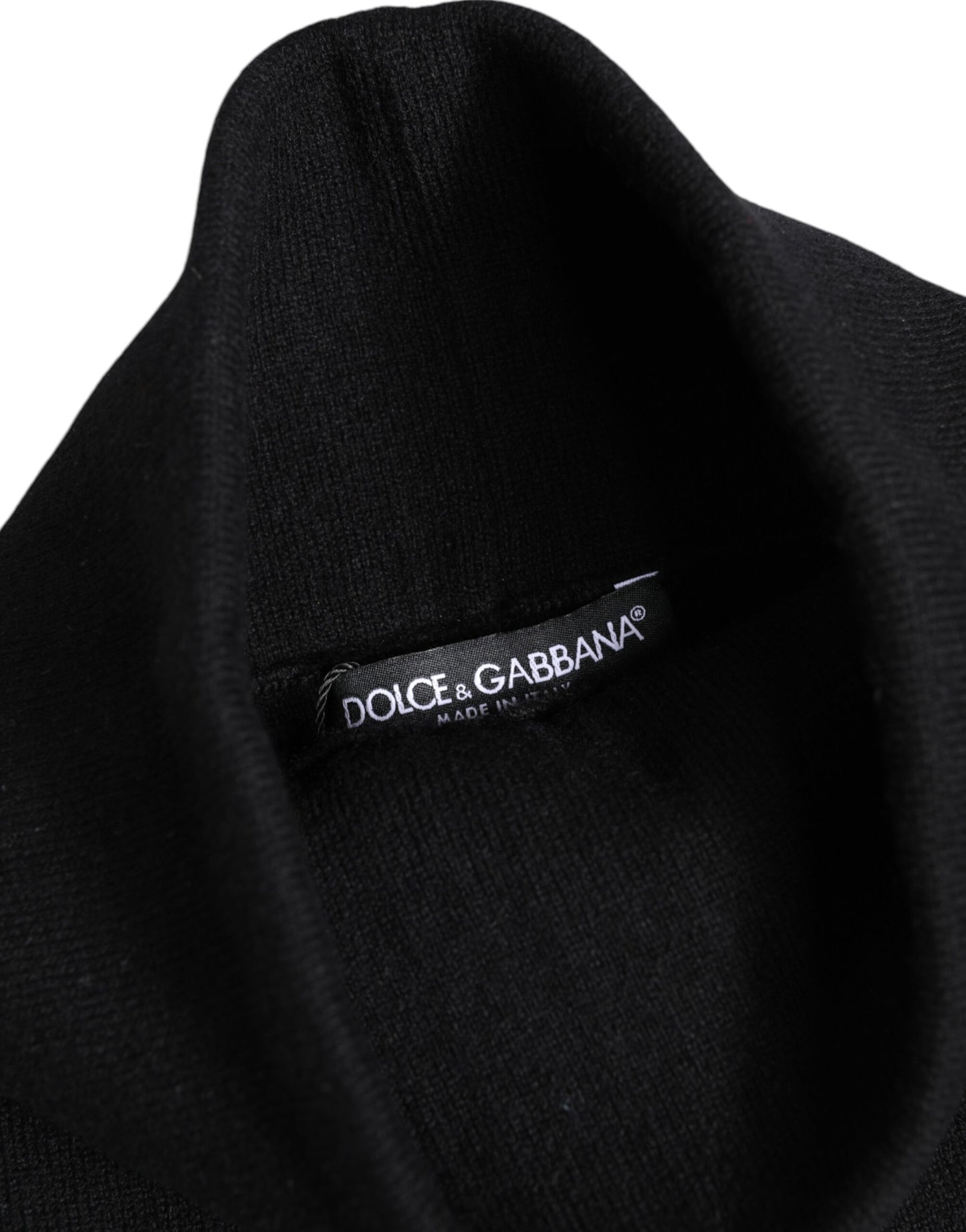 Black Cashmere Knitted Neck Warmer Foulard Scarf-Dolce & Gabbana-LabelTerrace.com