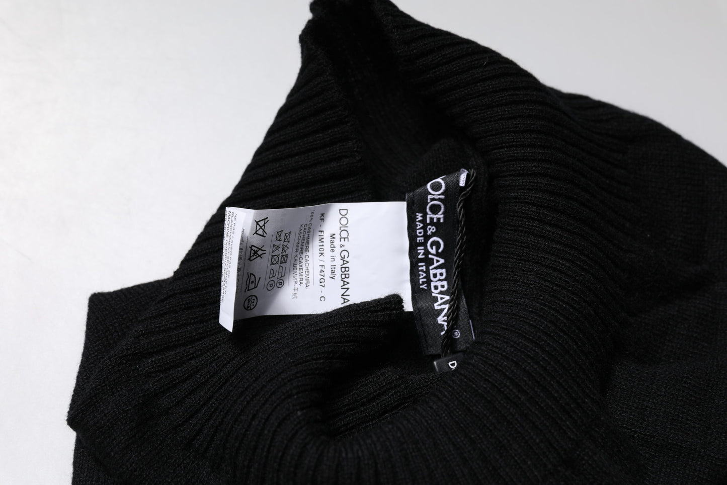 Black Cashmere Knitted Neck Warmer Foulard Scarf-Dolce & Gabbana-LabelTerrace.com