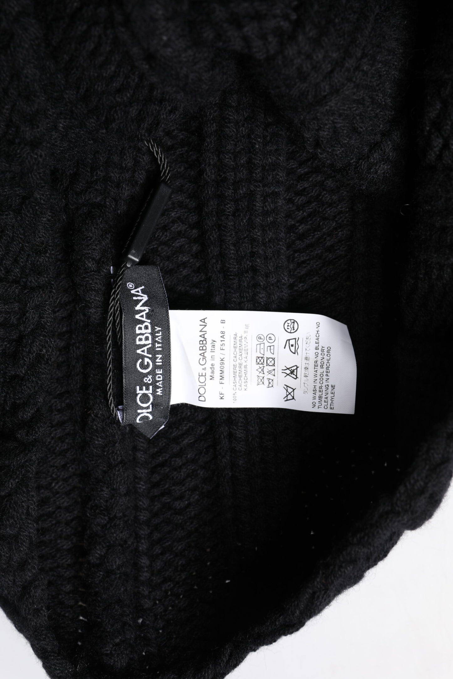 Black Cashmere Knitted Neck Warmer Foulard Scarf-Dolce & Gabbana-LabelTerrace.com