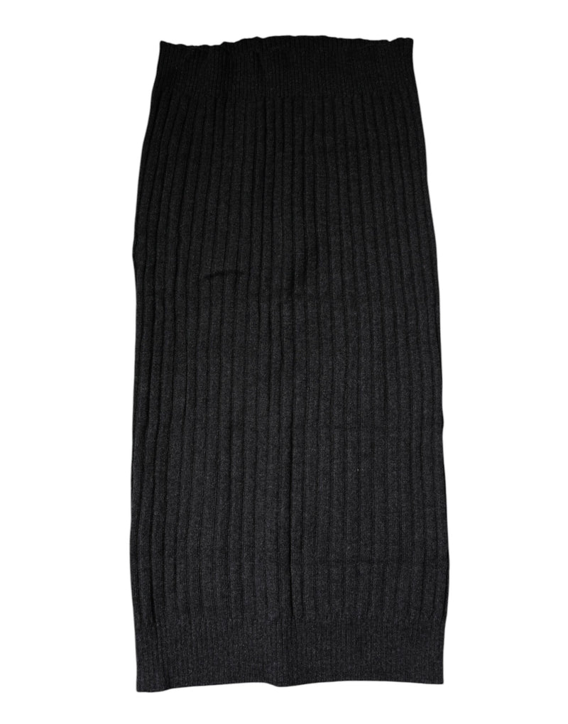 Black Cashmere Knitted Neck Warmer Foulard Scarf-Dolce & Gabbana-LabelTerrace.com