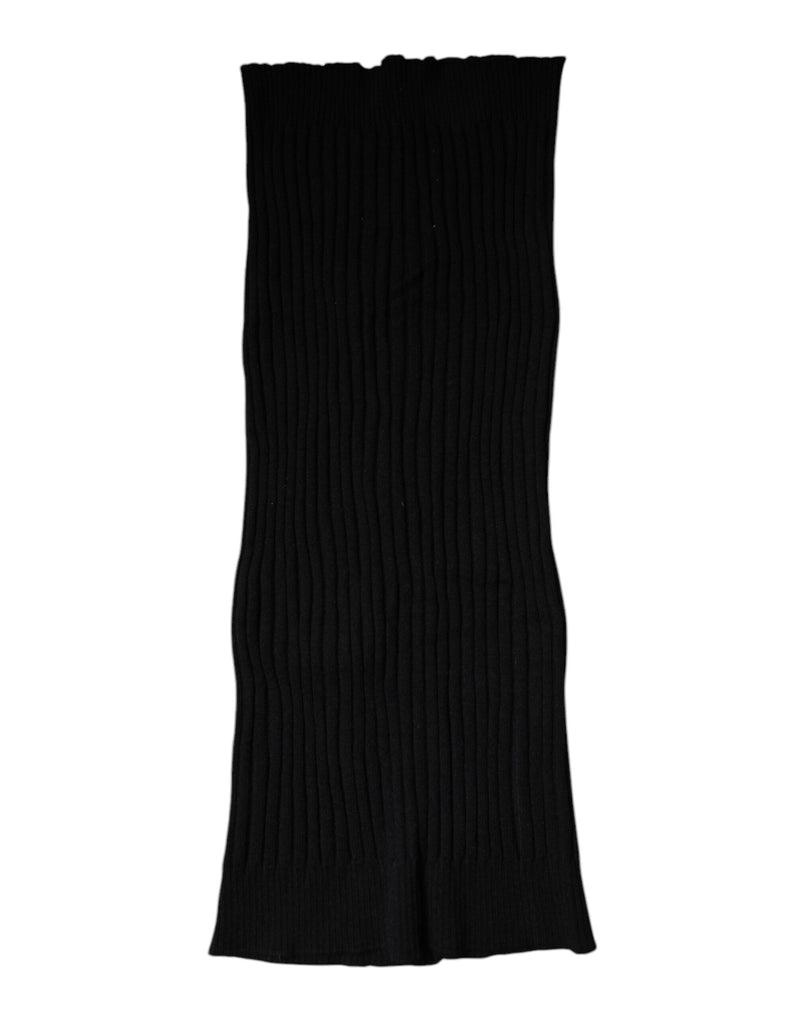 Black Cashmere Knitted Neck Warmer Foulard Scarf-Dolce & Gabbana-LabelTerrace.com