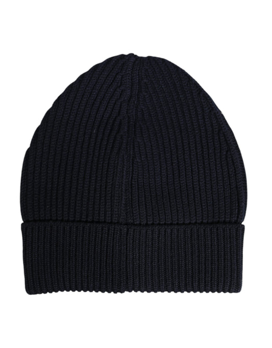 Black Cashmere Knitted Winter Beanie Hat-Dolce & Gabbana-LabelTerrace.com