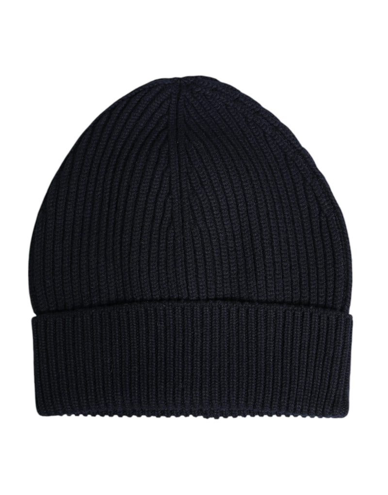 Black Cashmere Knitted Winter Beanie Hat-Dolce & Gabbana-LabelTerrace.com