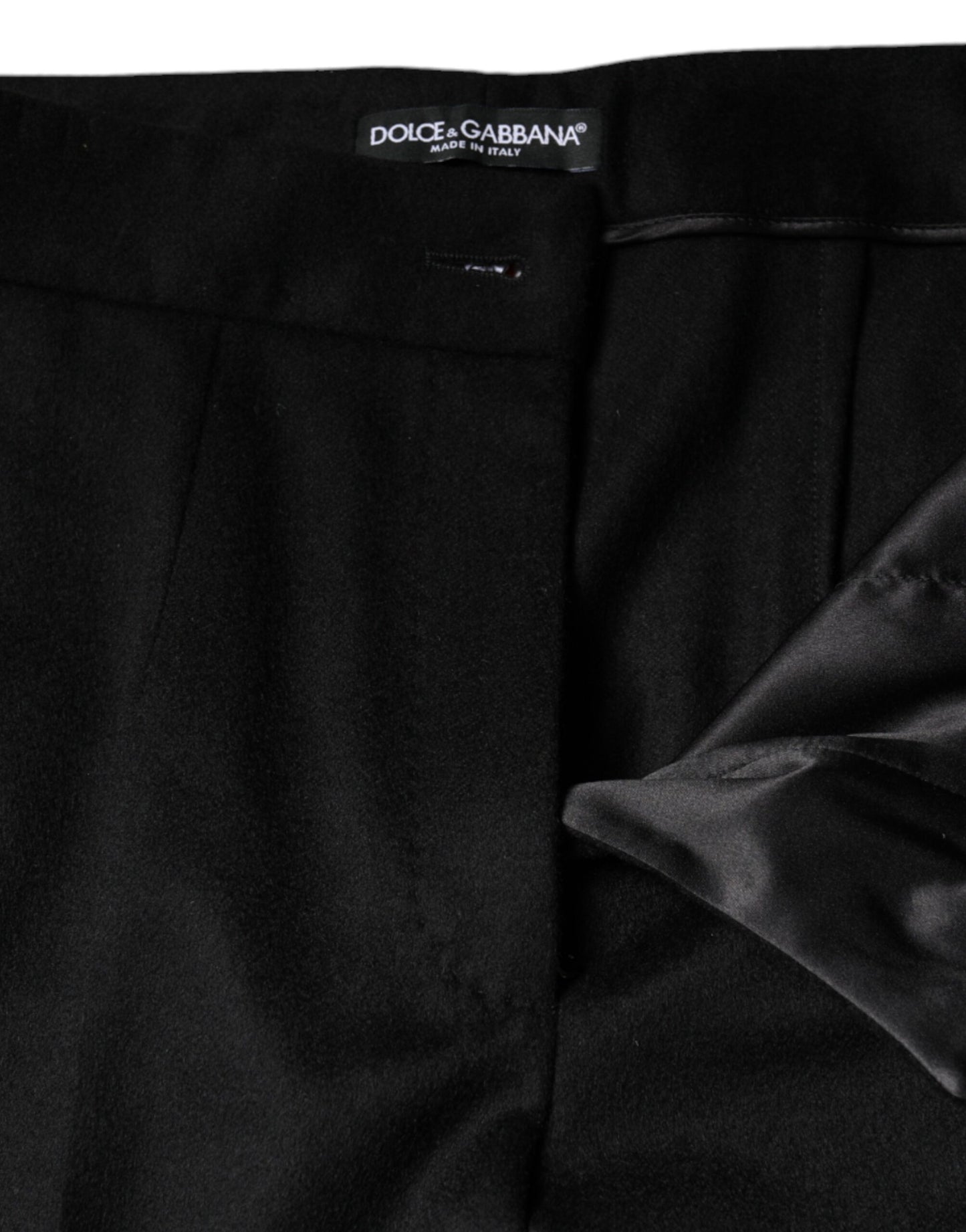 Black Cashmere Mid Waist Women Boot Cut Pants-Dolce & Gabbana-LabelTerrace.com