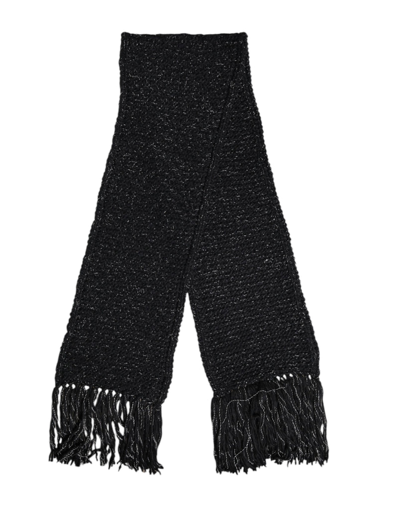 Black Cashmere Neck Warmer Wrap Shawl Scarf-Dolce & Gabbana-LabelTerrace.com
