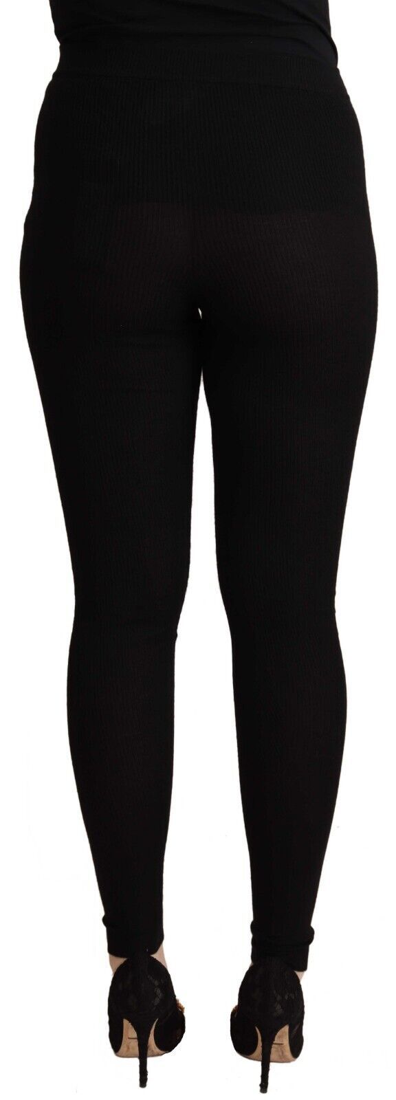 Black Cashmere Stretch Waist Tights Pants-Dolce & Gabbana-LabelTerrace.com