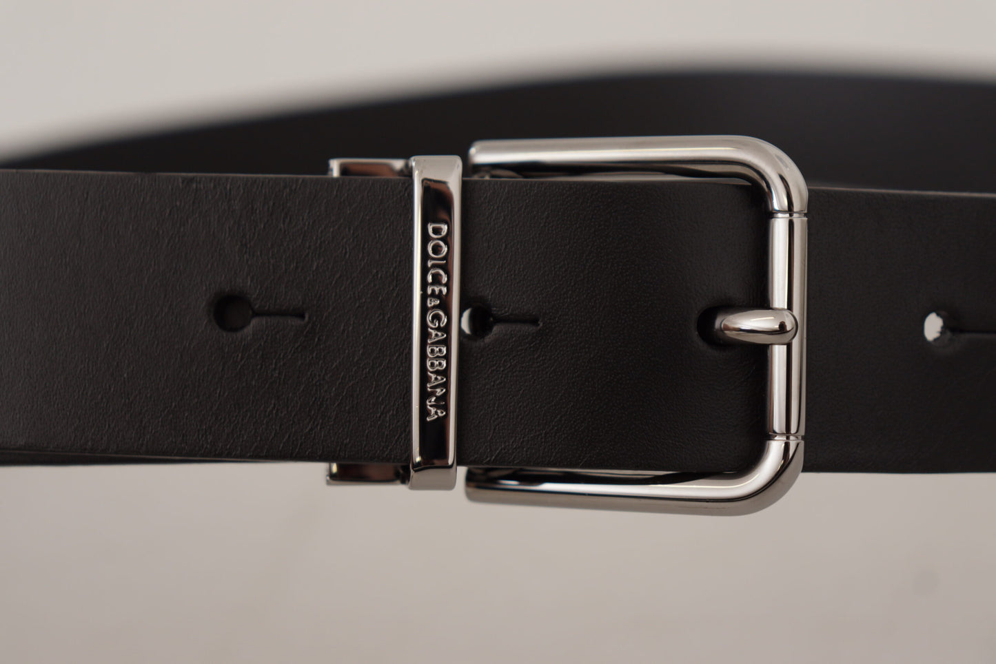 Black Casual Calf Leather Logo Metal Buckle Belt-Dolce & Gabbana-LabelTerrace.com