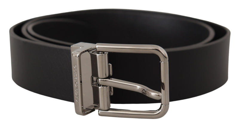 Black Casual Calf Leather Logo Metal Buckle Belt-Dolce & Gabbana-LabelTerrace.com