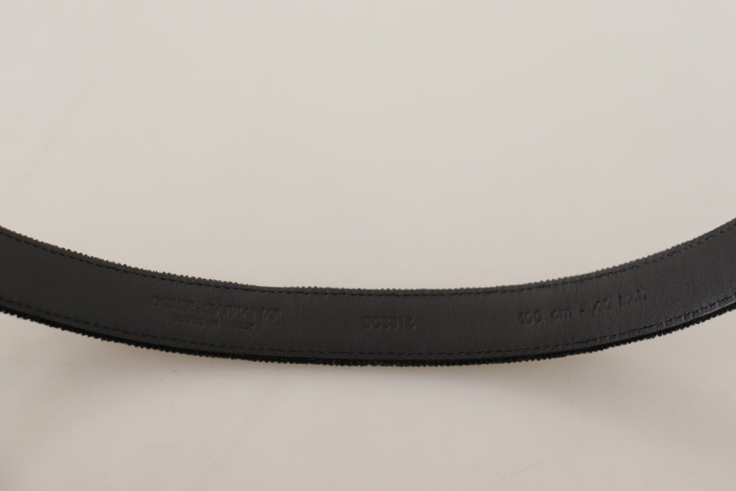 Black Casual Velvet Silver Metal Logo Buckle Belt-Dolce & Gabbana-LabelTerrace.com