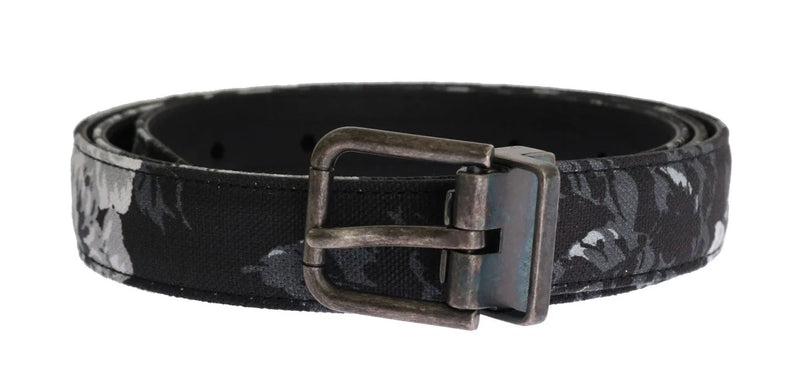 Black Cayman Linen Leather Belt-Dolce & Gabbana-LabelTerrace.com