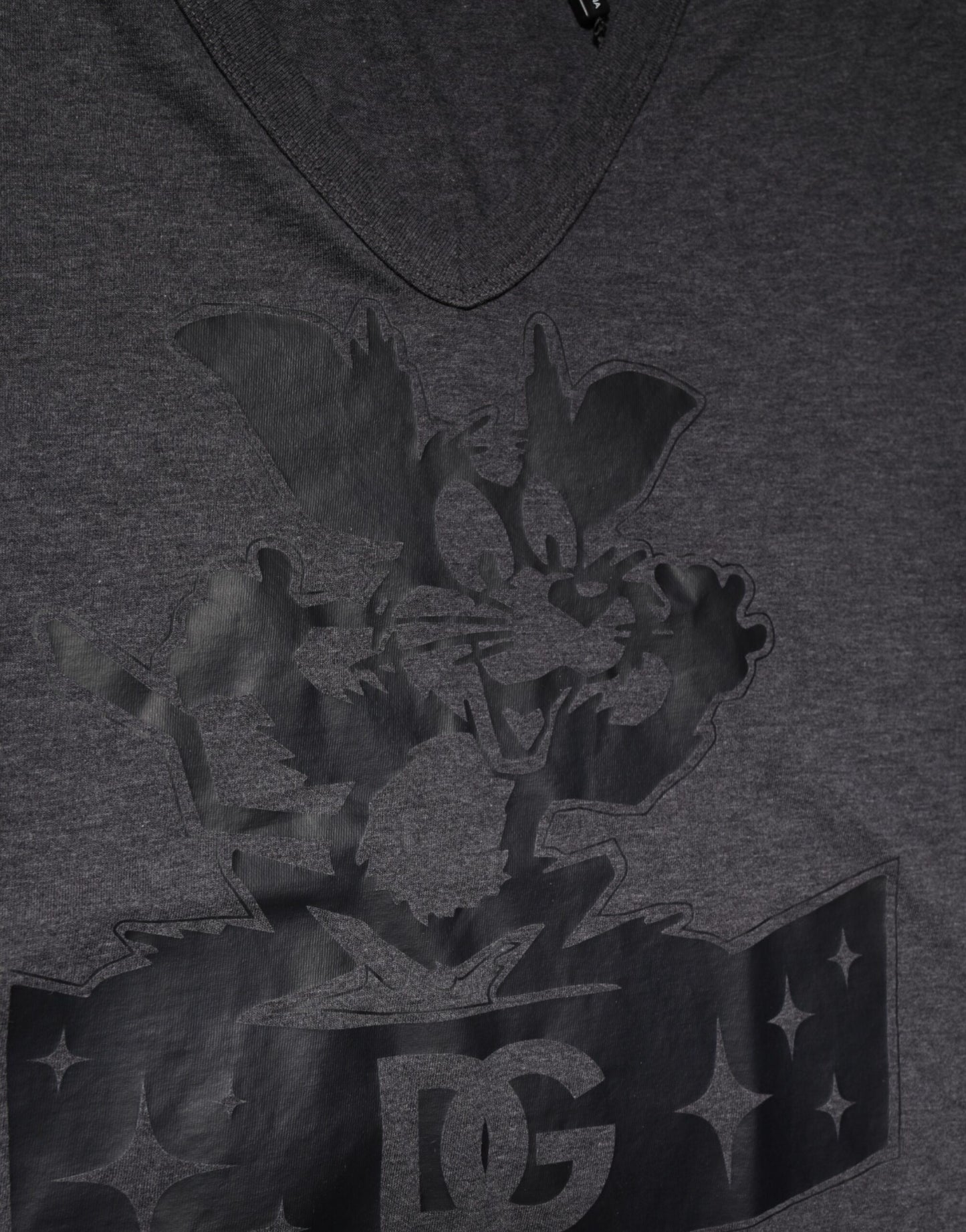 Black Charcoal DG Logo V-Neck Men T-shirt