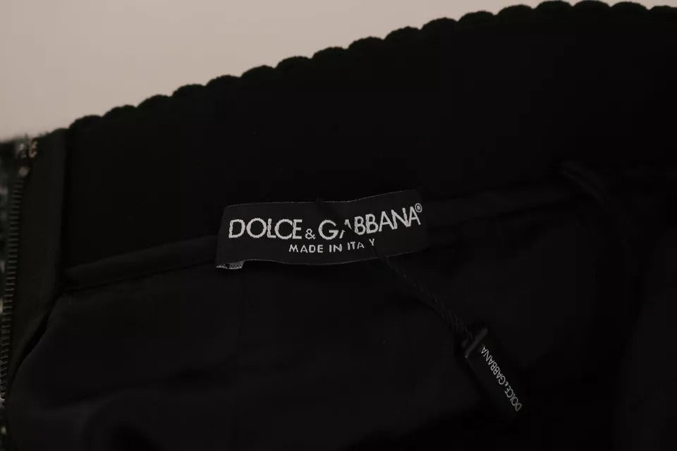 Black Check Flounce Detailed Wool Mini Skirt-Dolce & Gabbana-LabelTerrace.com
