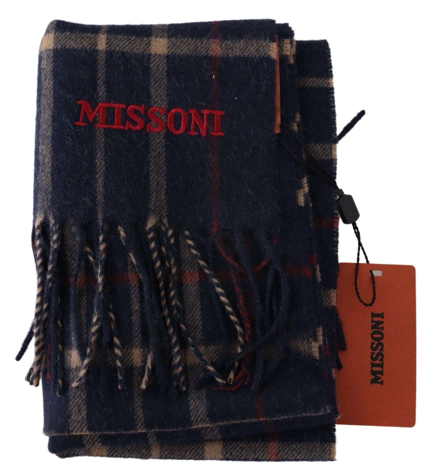 Black Checkered Unisex Neck Wrap Fringes Scarf-Missoni-LabelTerrace.com