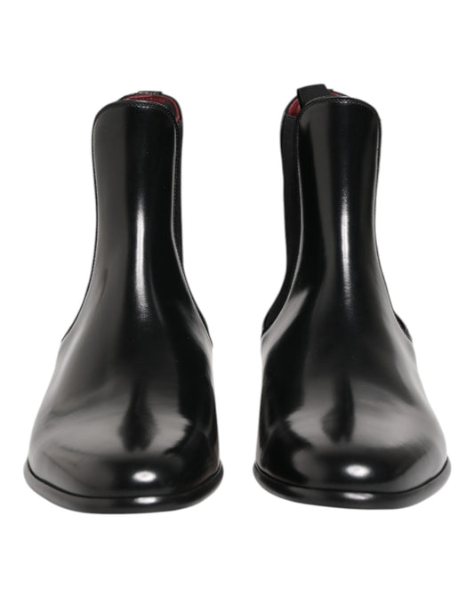 Black Chelsea Slip On Mid Calf Boots Shoes-Dolce & Gabbana-LabelTerrace.com