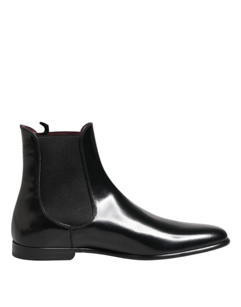 Black Chelsea Slip On Mid Calf Boots Shoes-Dolce & Gabbana-LabelTerrace.com