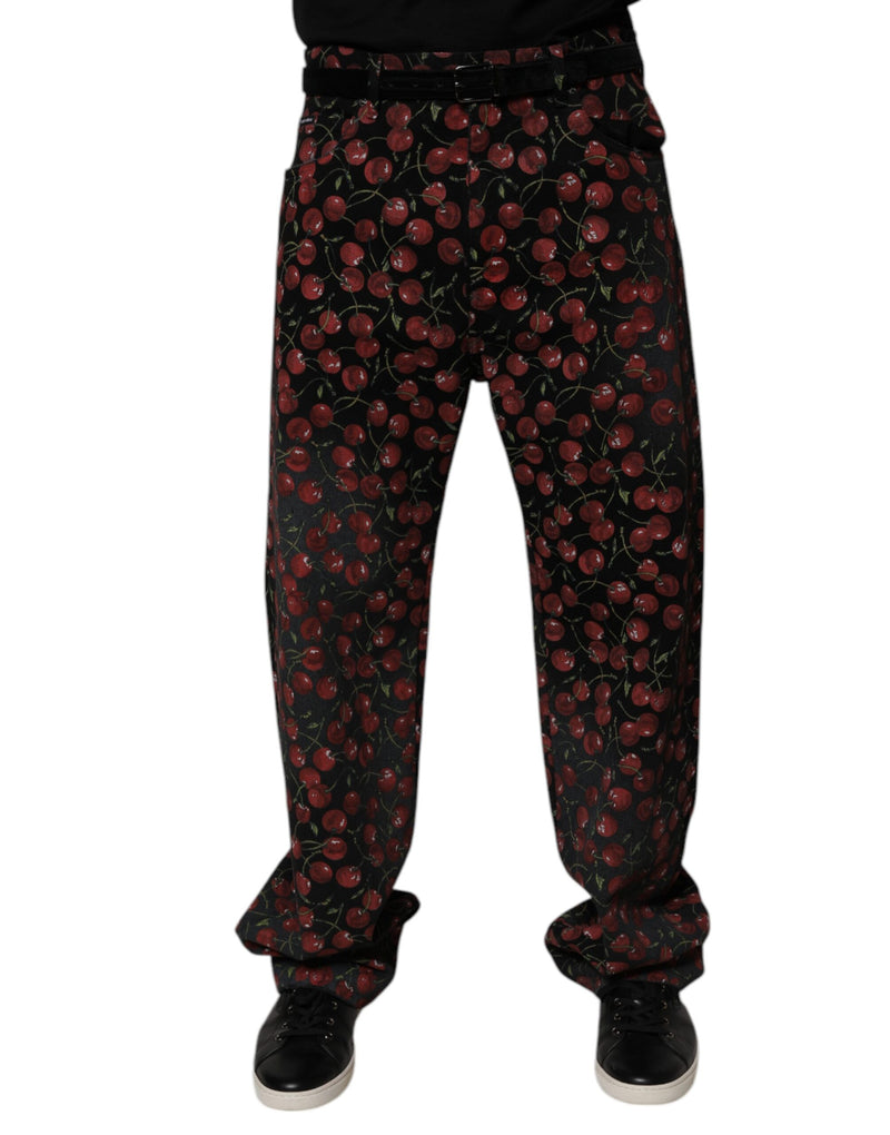 Black Cherry Cotton Straight Men Denim Jeans-Dolce & Gabbana-LabelTerrace.com