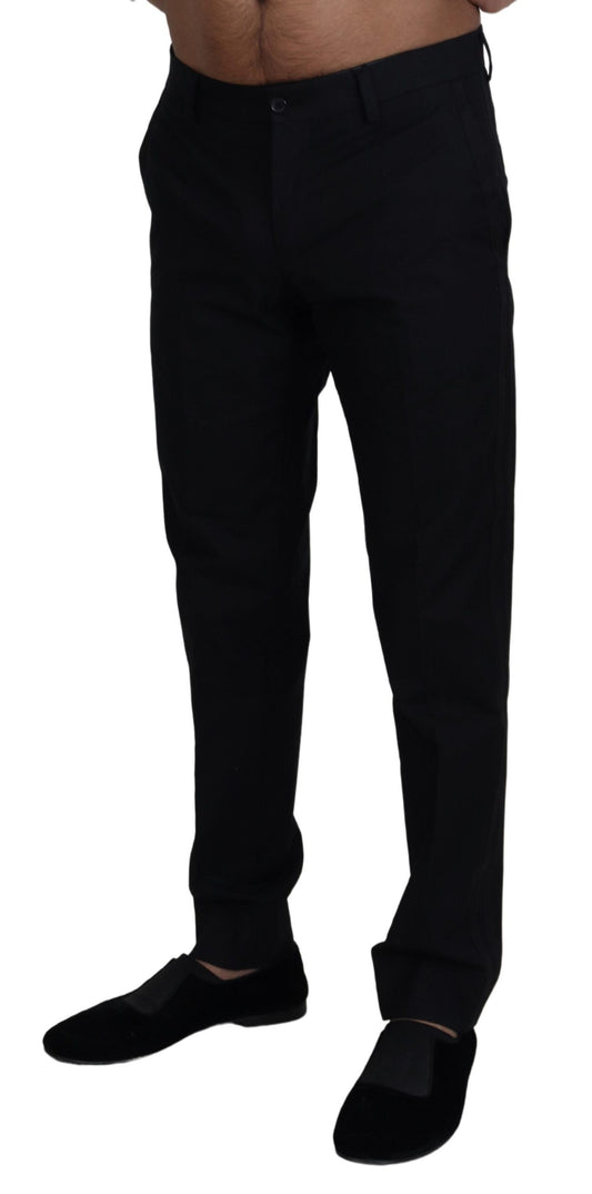 Black Chino Formal Cotton Pants-Dolce & Gabbana-LabelTerrace.com