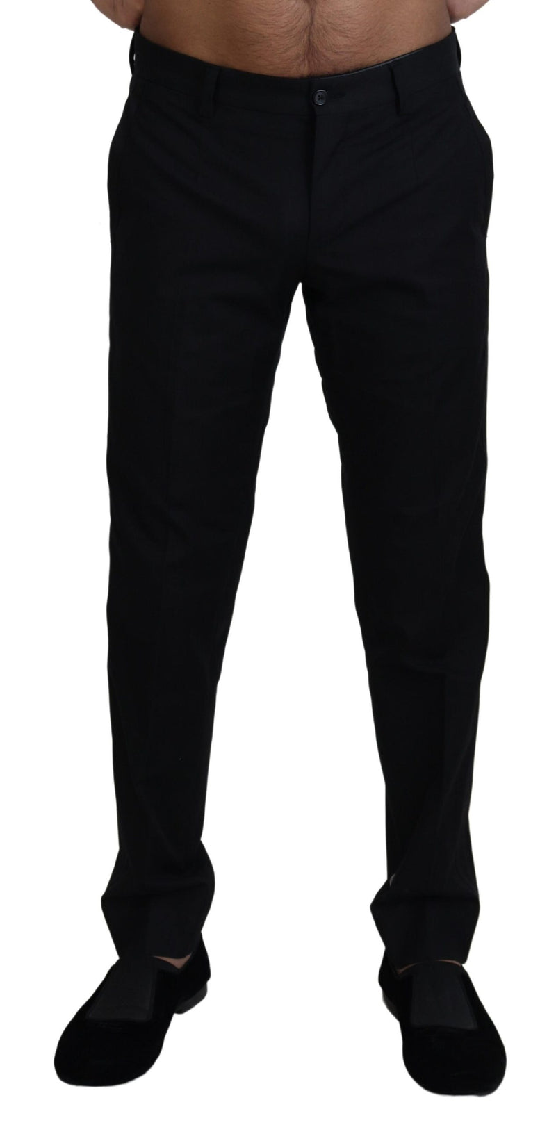 Black Chino Formal Cotton Pants-Dolce & Gabbana-LabelTerrace.com