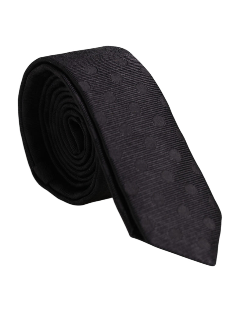 Black Circles Silk Adjustable Necktie Tie-Dolce & Gabbana-LabelTerrace.com
