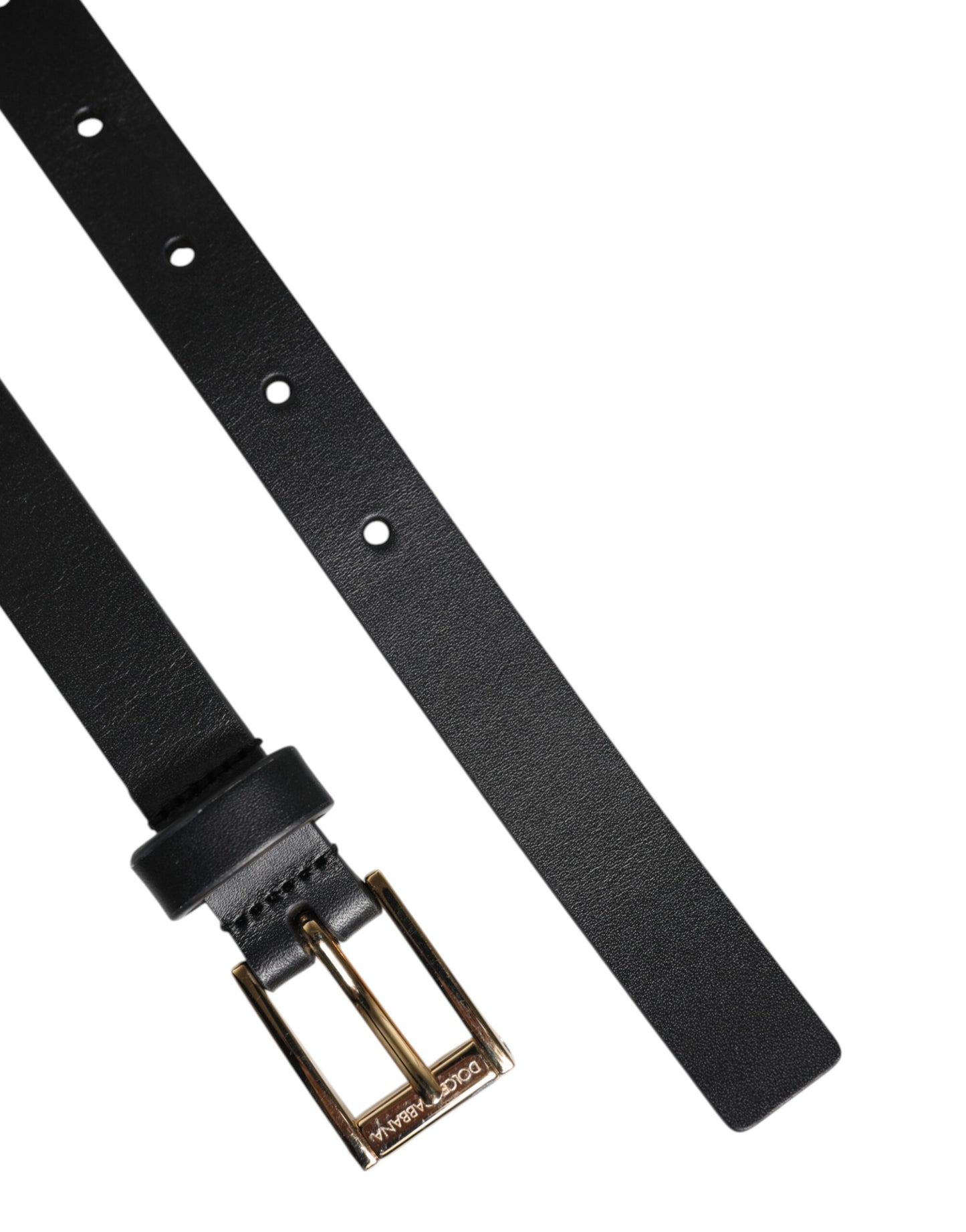 Black Classic Gold Metal Logo Buckle Belt-Dolce & Gabbana-LabelTerrace.com