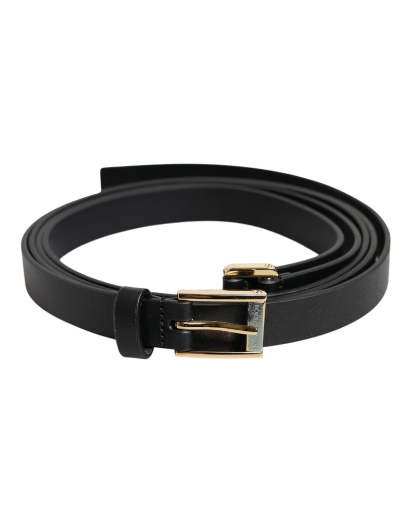 Black Classic Gold Metal Logo Buckle Belt-Dolce & Gabbana-LabelTerrace.com