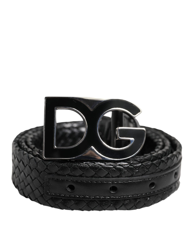Black Classic Leather DG Logo Buckle Belt-Dolce & Gabbana-LabelTerrace.com