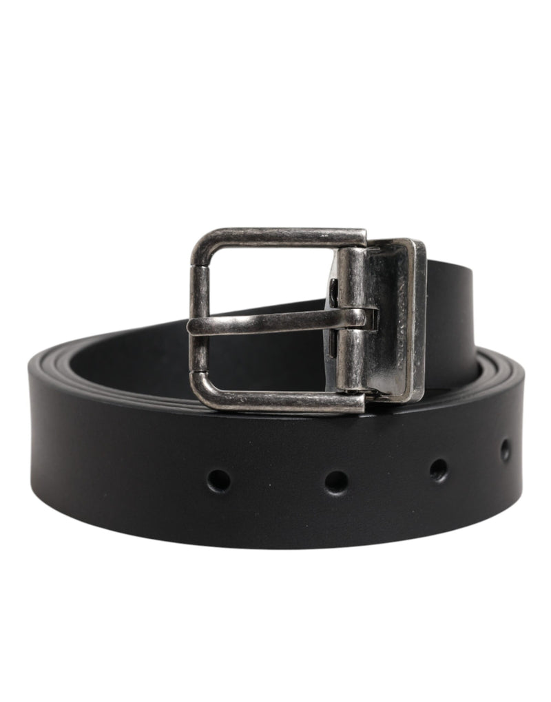 Black Classic Leather Metal Buckle Belt-Dolce & Gabbana-LabelTerrace.com