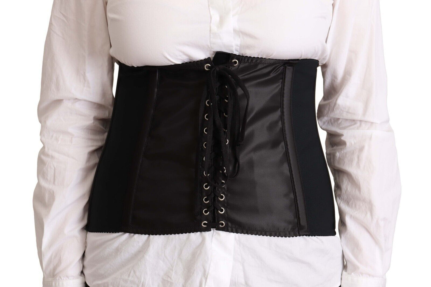 Black Corset Belt Stretch Waist Strap Top-Dolce & Gabbana-LabelTerrace.com
