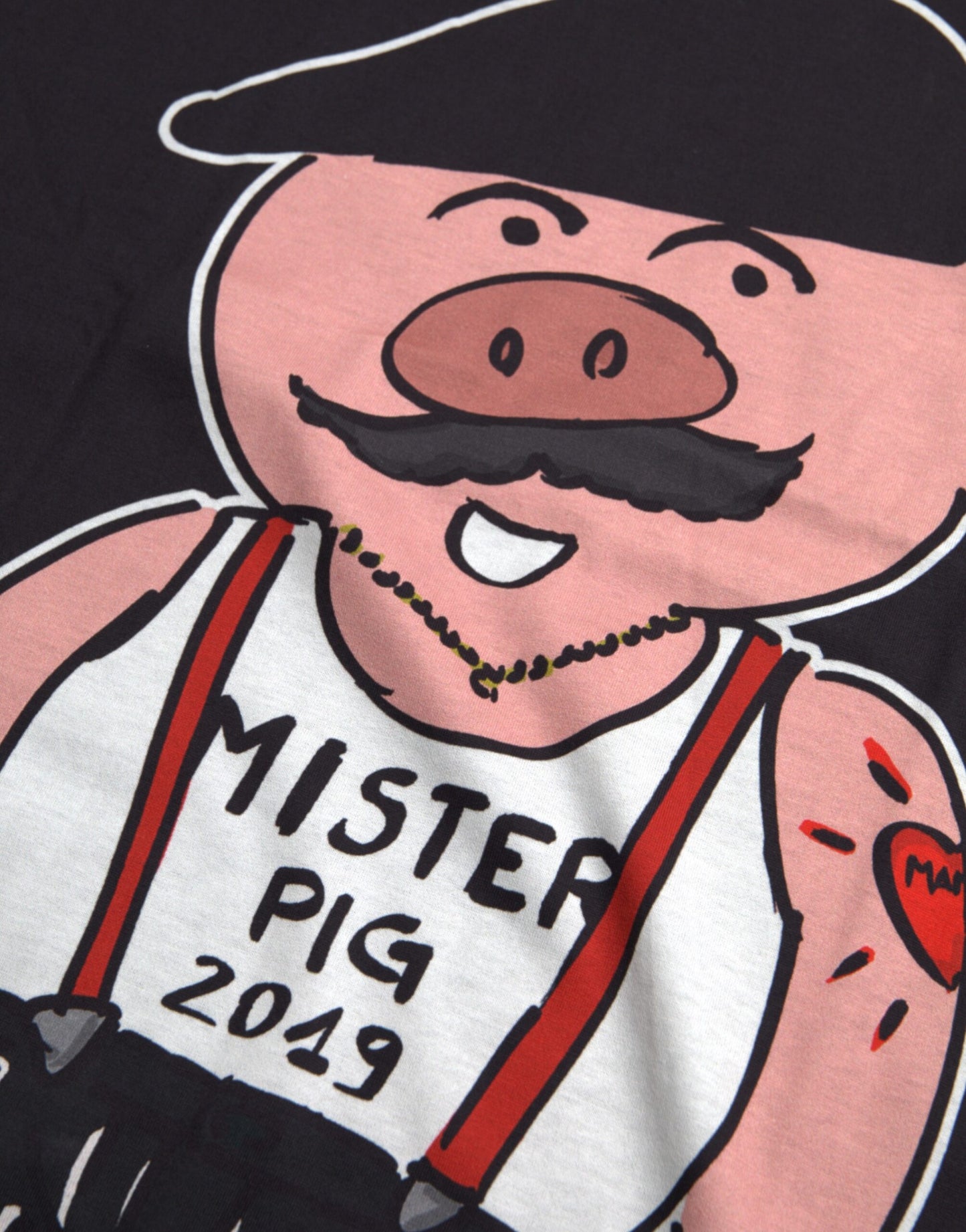 Black Cotton 2019 Year of the Pig T-shirt-Dolce & Gabbana-LabelTerrace.com