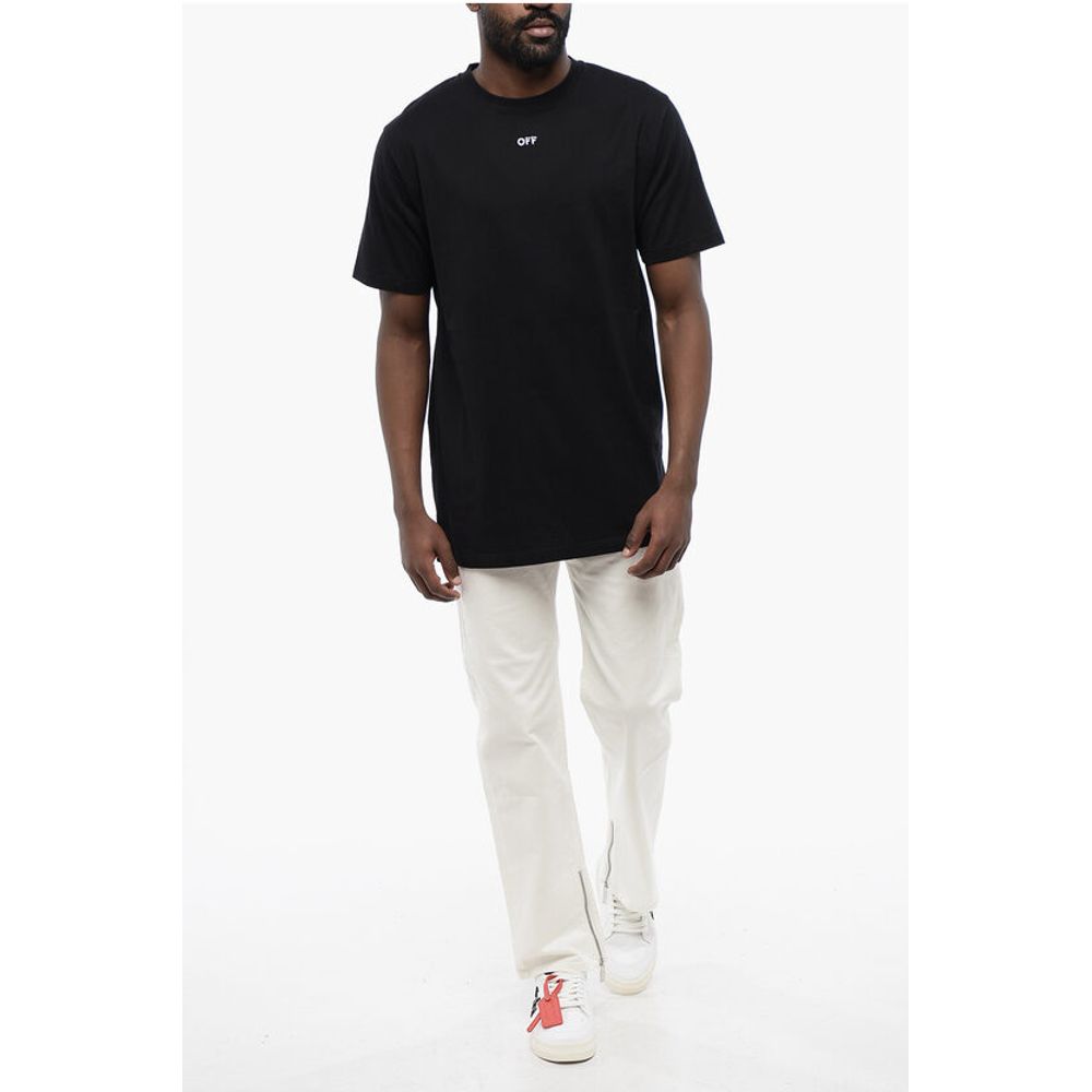 Black Cotton ARROW Crew-neck T-shirt-Off-White-LabelTerrace.com