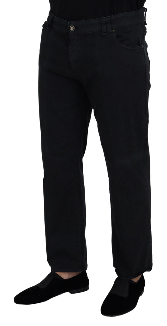 Black Cotton Back Buckle Casual Denim Jeans-John Galliano-LabelTerrace.com