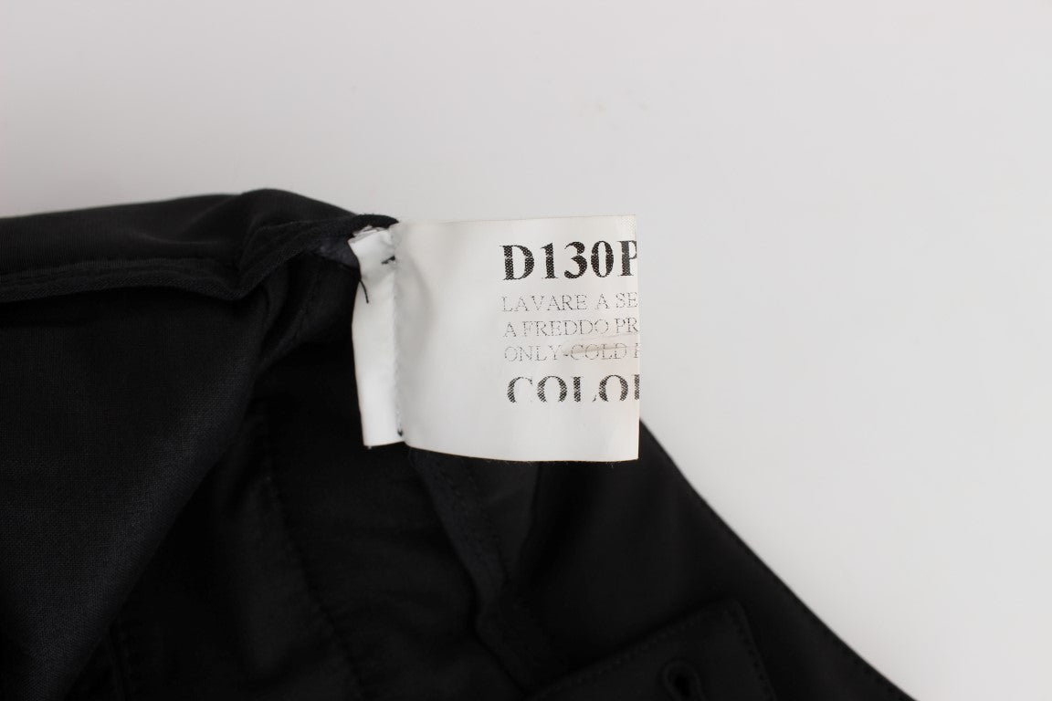 Black Cotton Blend Capri Cropped Pants-Ermanno Scervino-LabelTerrace.com