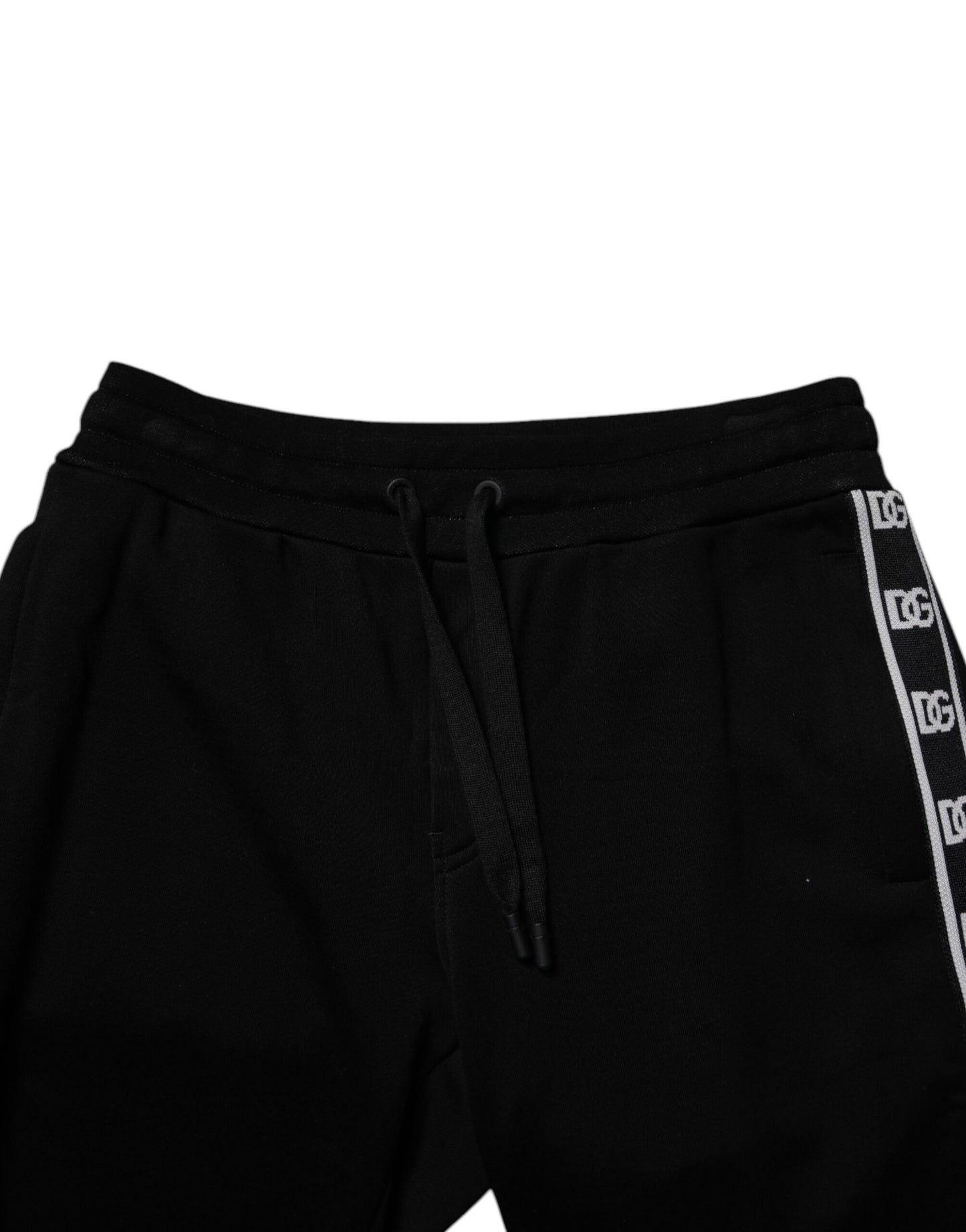 Black Cotton Blend Cropped Sweatpants Pants-Dolce & Gabbana-LabelTerrace.com