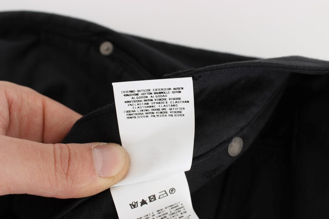 Black Cotton Blend Regular Fit Pants-Ermanno Scervino-LabelTerrace.com
