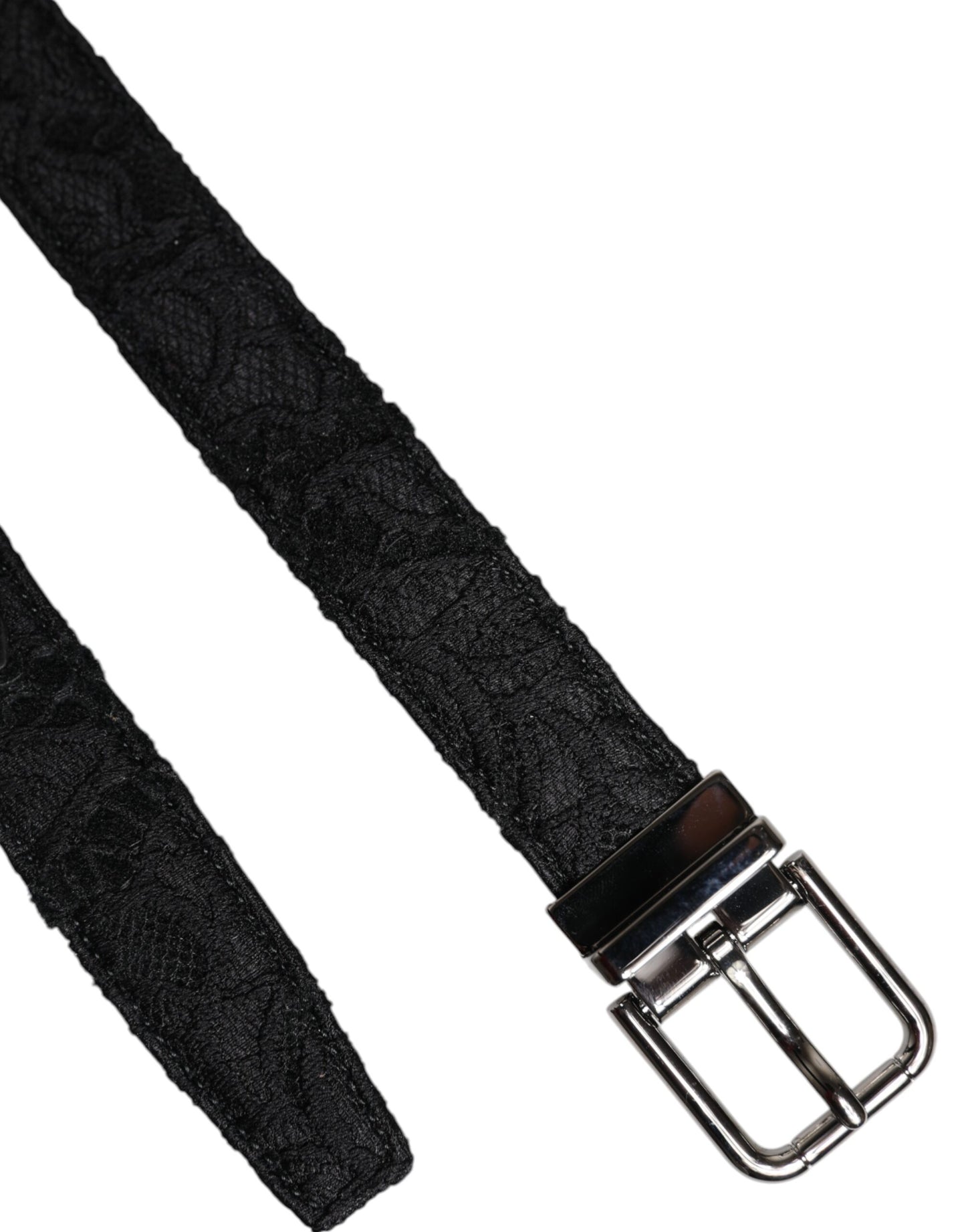 Black Cotton Blend Silver Metal Buckle Belt-Dolce & Gabbana-LabelTerrace.com